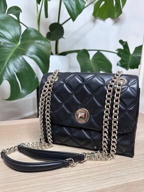 Quilted Black Chain-Handle Shoulder Bag
